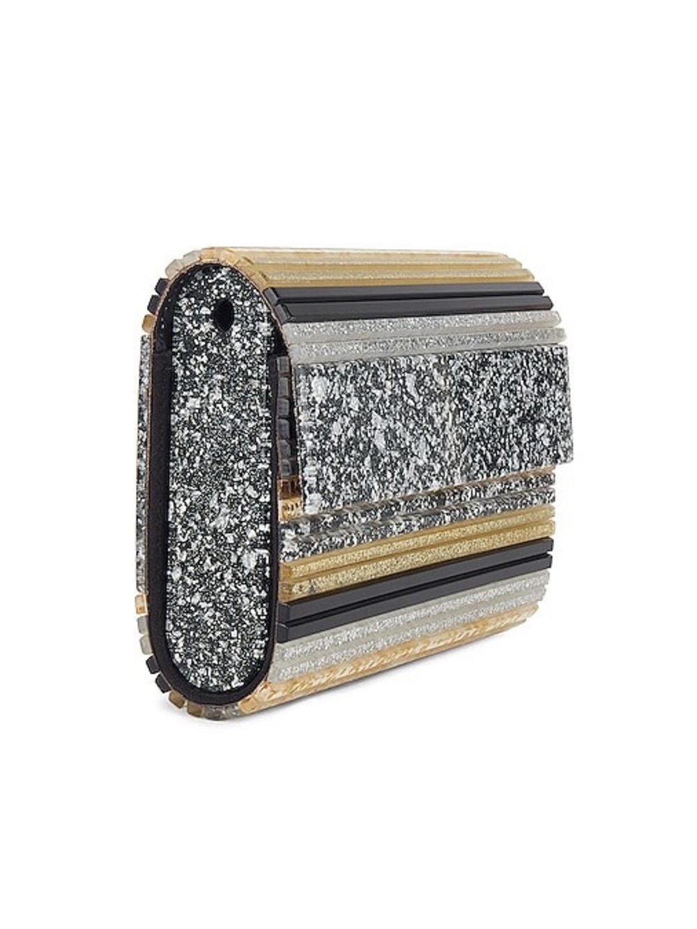 Olga Berg Stacer Acrylic Foldover Clutch Chain Strap Glittery Pearlescent Purse